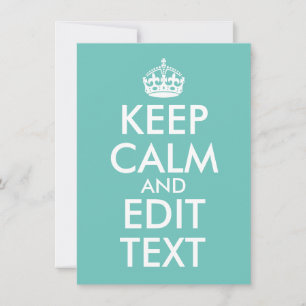 Create Your Own Light Teal Keep Calm and Carry On Card