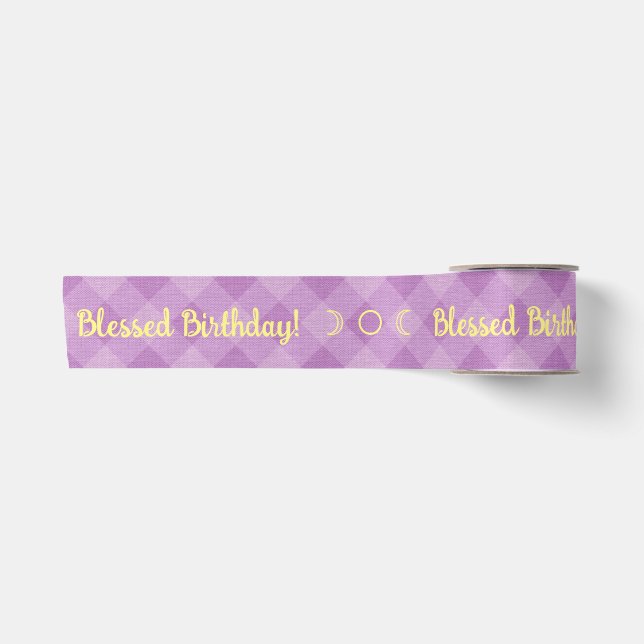 Create Your Own Lilac Purple Gingham Satin Ribbon (Front)