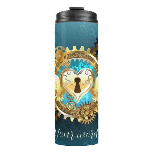 Create Your Own Locked Clockwork Winged Heart Thermal Tumbler (Front)