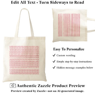 Create Your Own Long Hidden Message 148B Novelty Tote Bag