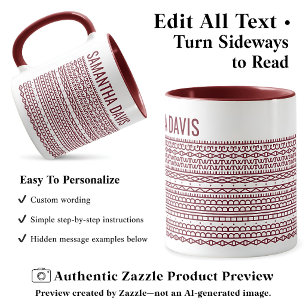 Create Your Own Long Hidden Message & Name Brgndy Mug