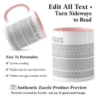 Create Your Own Long Hidden Message & Name Grey Mug