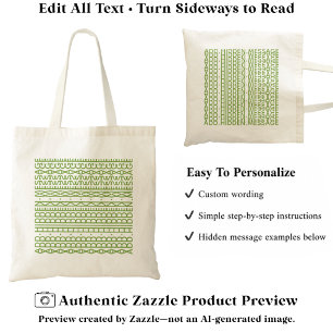 Create Your Own Long Hidden Message & Name L Green Tote Bag