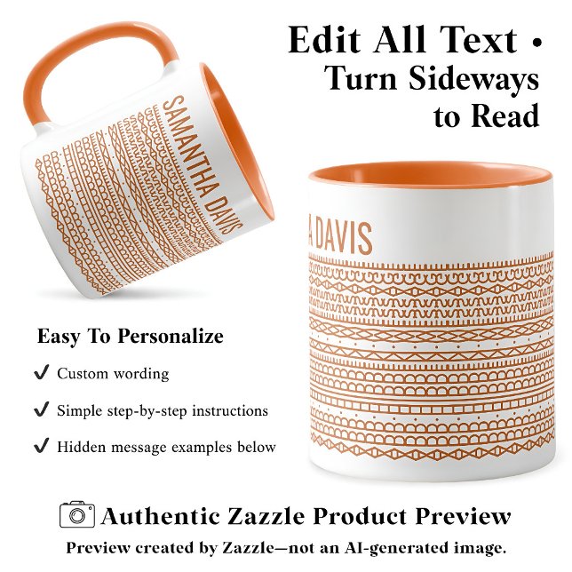 Create Your Own Long Hidden Message & Name Orange Mug (Creator Uploaded)