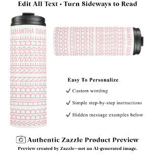 Create Your Own Long Hidden Message & Name Pink Thermal Tumbler