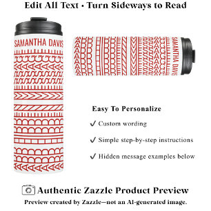Create Your Own Long Hidden Message & Name Red Thermal Tumbler
