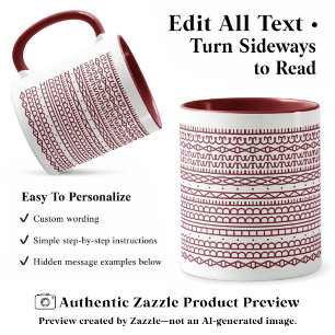Create Your Own Long Hidden Message, Text, Brgndy Mug
