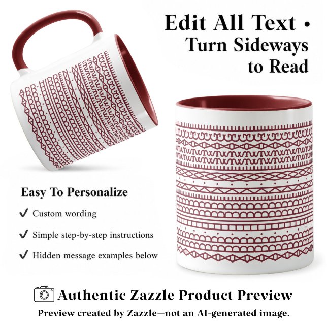 Create Your Own Long Hidden Message, Text, Brgndy Mug (Creator Uploaded)