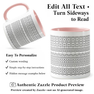 Create Your Own Long Hidden Message, Text, Grey Mug