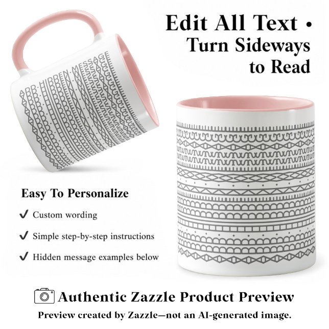 Create Your Own Long Hidden Message, Text, Grey Mug (Creator Uploaded)