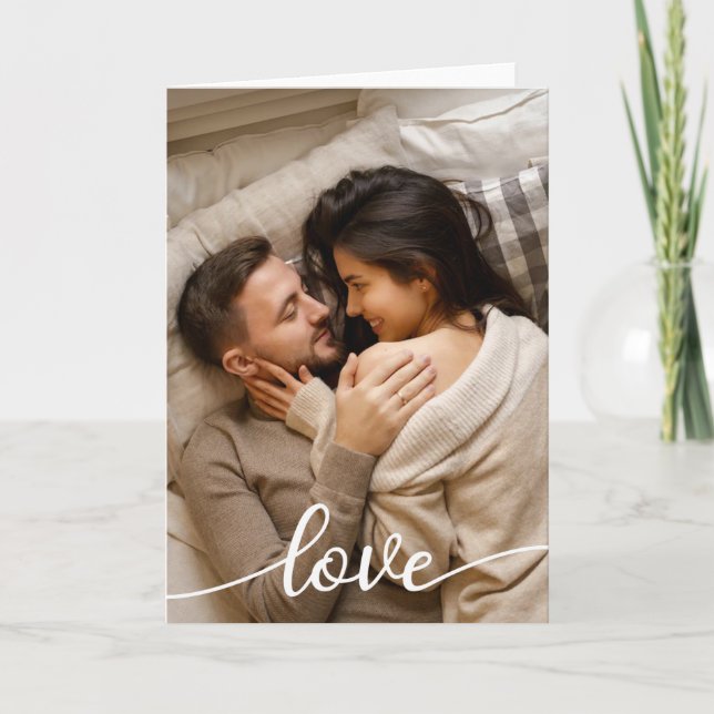 Create Your Own Love Script Romantic Couple Photo Card (Front)