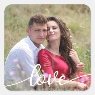 Create Your Own Love Script Romantic Couple Photo Square Sticker