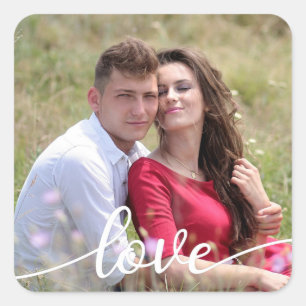 Create Your Own Love Script Romantic Couple Photo Square Sticker