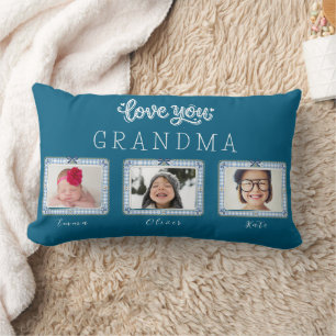 Create Your Own Love You Grandma 3 Photo Cute  Lumbar Cushion