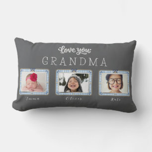 Create Your Own Love You Grandma 3 Photo Cute  Lumbar Cushion