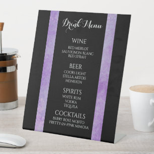 Create Your Own Lt Purple Grunge Border Drink Menu Pedestal Sign