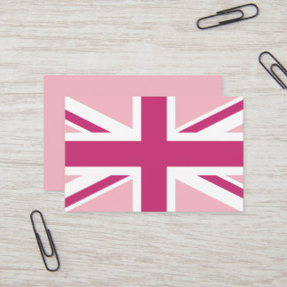 Create Your Own Magenta and White Union Jack Business Card
