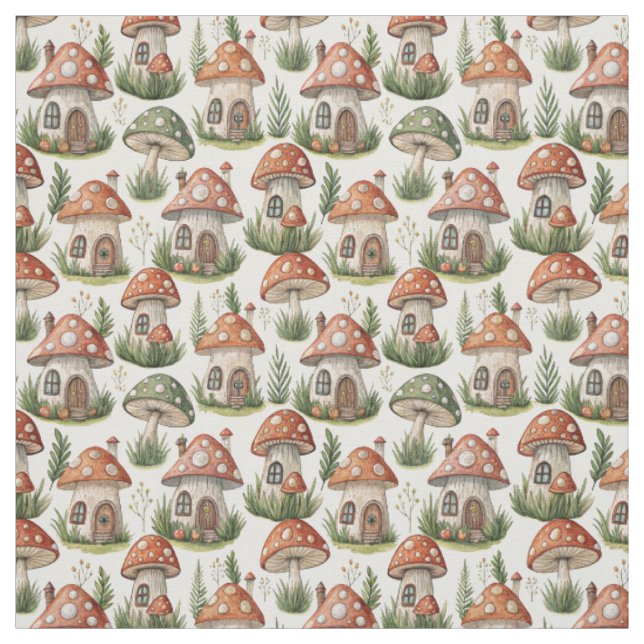 Create Your Own Magic Mushroom Fairy Houses Fabric (Swatch)