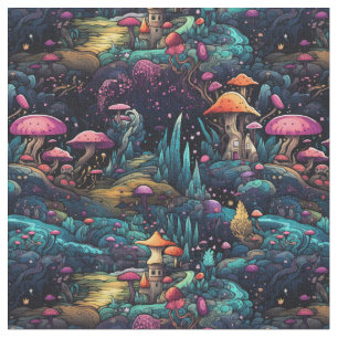 Create Your Own Magic Mushroom Fairy Village Fabric