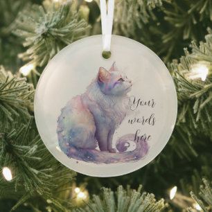 Create Your Own Magic White Cat Glass Tree Decoration