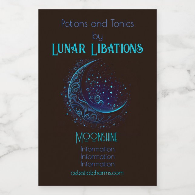 Create Your Own Magical Filigree Blue Moon Wine Label (Single Label)