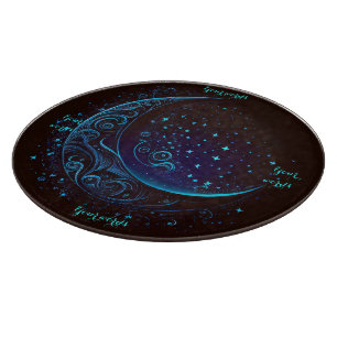 Create Your Own Magical Fligree Blue Moon Altar Cutting Board