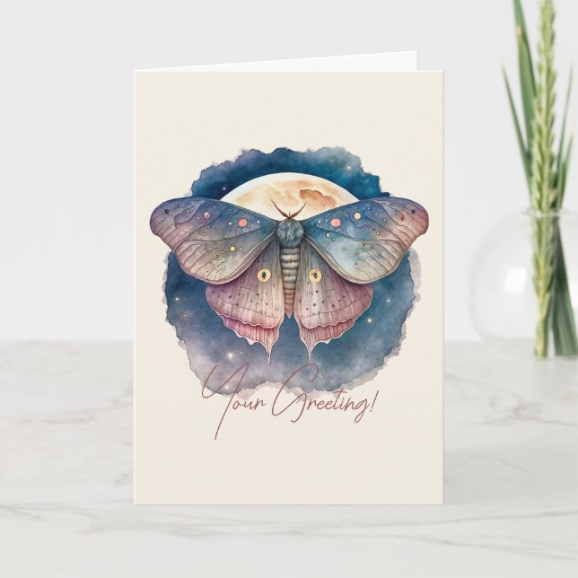 Create Your Own Magical Moon Moth Holiday Card (Front)