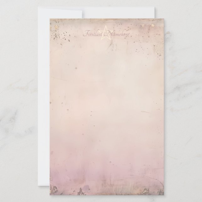 Create Your Own Magical Pink Gold Starry Stationery (Front)