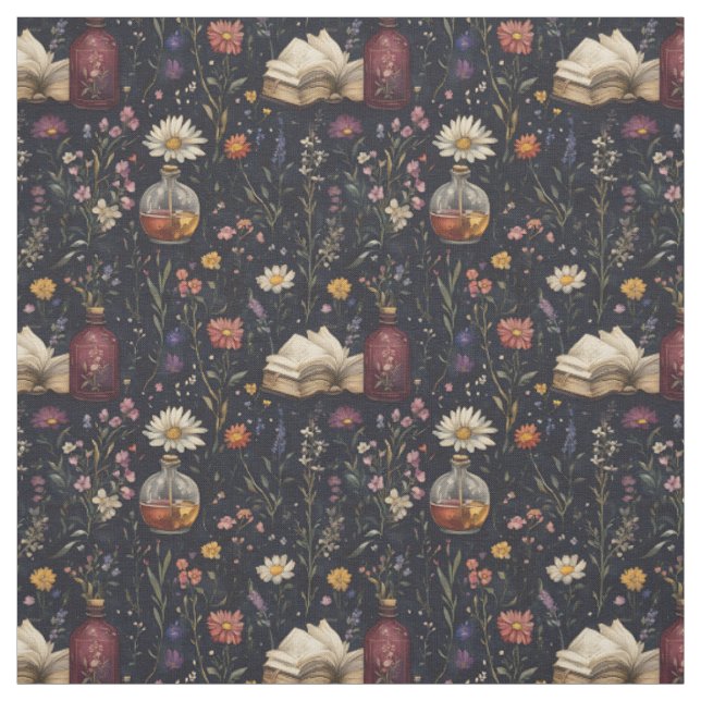 Create Your Own Magical Wildflower Magic Black Fabric (Swatch)