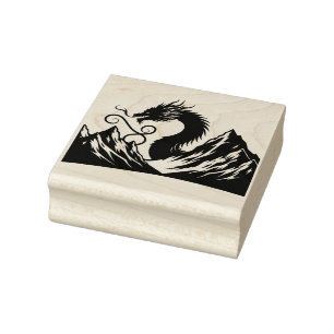 Create Your Own Majestic Dragon Mountains Rubber Stamp