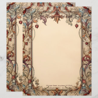 Create Your Own Manuscript Style Mediaeval Floral Custom Letterhead