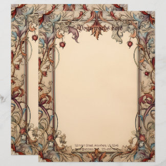 Create Your Own Manuscript Style Mediaeval Floral Custom Letterhead
