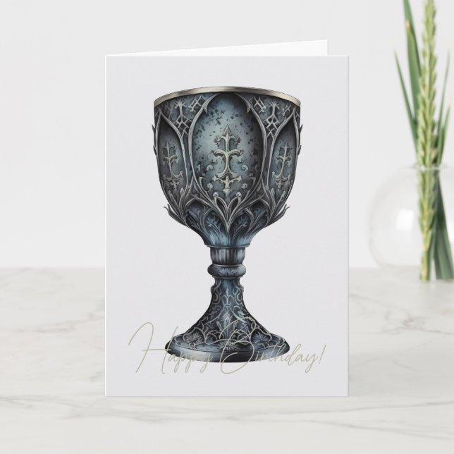 Create Your Own Mediaeval Chalice Holiday Card (Front)
