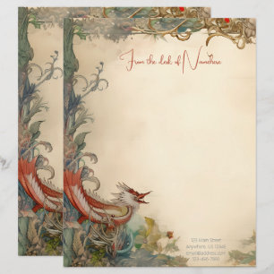 Create Your Own Mediaeval Fantasy Bird Stationery Custom Letterhead
