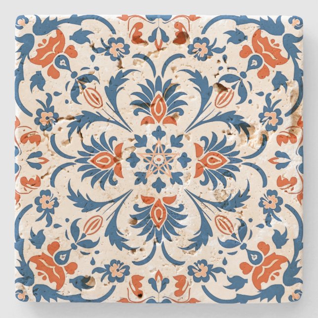 Create Your Own Mediterranean Cobalt Terracotta Stone Coaster (Front)