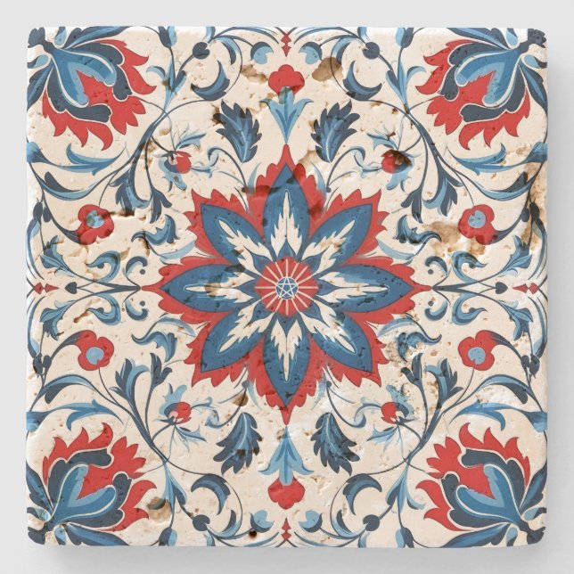 Create Your Own Mediterranean Crimson Cobalt Stone Coaster (Front)