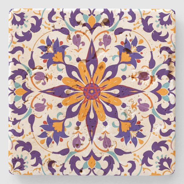 Create Your Own Mediterranean Enchanted Purple Stone Coaster (Front)
