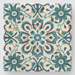 Create Your Own Mediterranean Sea Blue Mandala Stone Coaster