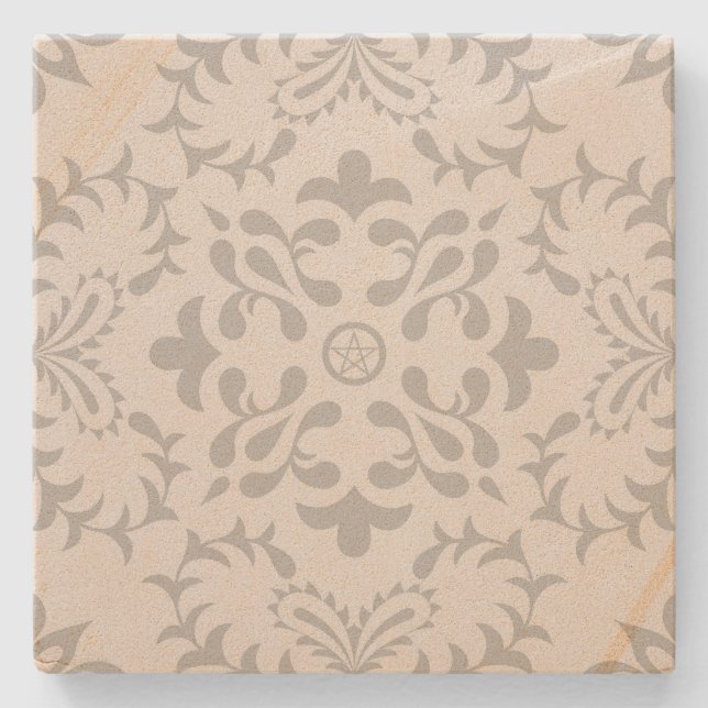 Create Your Own Mediterranean Silvery Winter Yule Stone Coaster (Front)
