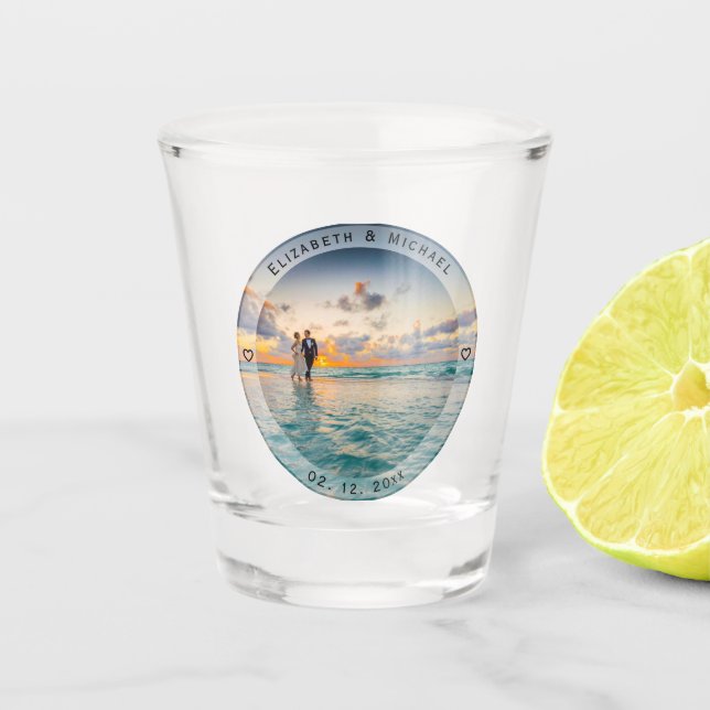 Create Your Own Memorable Newly Weds Wedding Photo Shot Glass (Front)