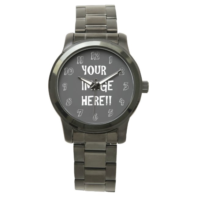 Create Your Own Men's Oversized Black Bracelet Watch (Front)
