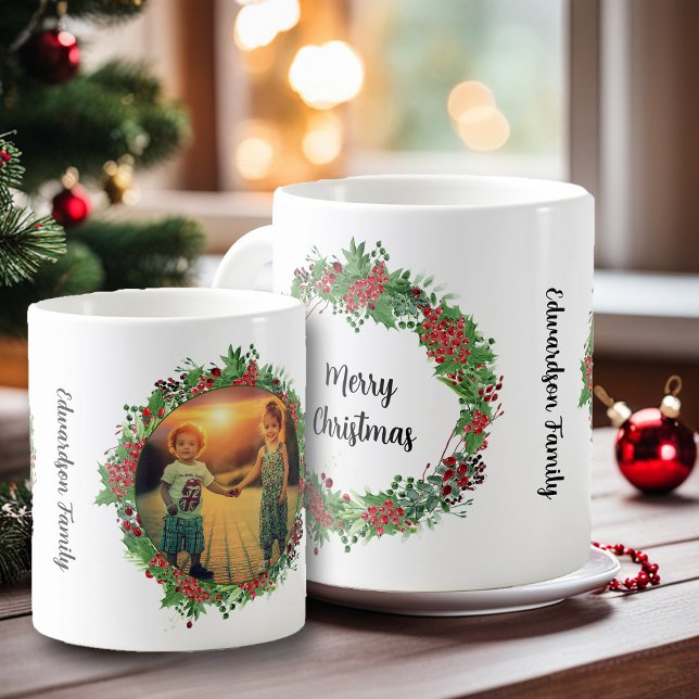 Create your own Merry Christmas family photo Coffee Mug (Create your own Merry Christmas family photo Coffee Mug. Very personal and unique Holiday mug.)