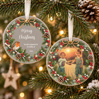 Create your own Merry Christmas family photo Ornament