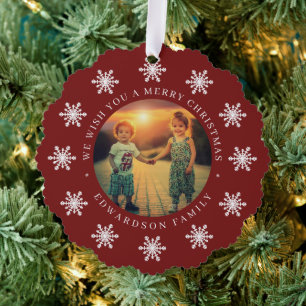 Create your own Merry Christmas family photo Tree Decoration Card