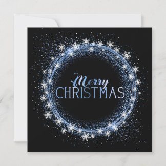 Create Your Own Merry Christmas Snowflake Wreath Holiday Card