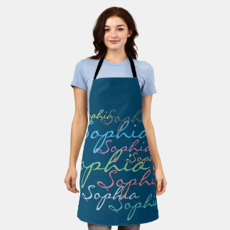 Create your own messy name text unique calligraphy apron