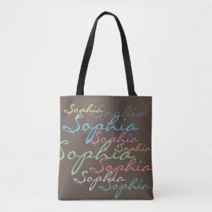 Create your own messy name text unique calligraphy tote bag