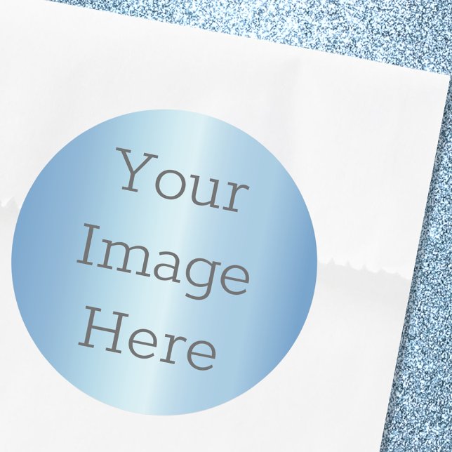 Create Your Own Metallic Frozen Ice Blue Faux Foil Classic Round Sticker (Creator Uploaded)