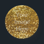 Create Your Own Metallic Gold Glitter Faux Foil Paper Plate<br><div class="desc">Create your very own personalised disposable paper party plates. Upload fun images cool designs inspirational text or even your company's logo. With this easy to use design tool it is as simple as that to make your image stick in someone's mind. Click personalise, you can simply change the text here...</div>