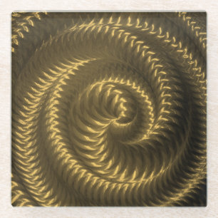 Create Your Own - Metallic Spiral - Gold Glass Coaster